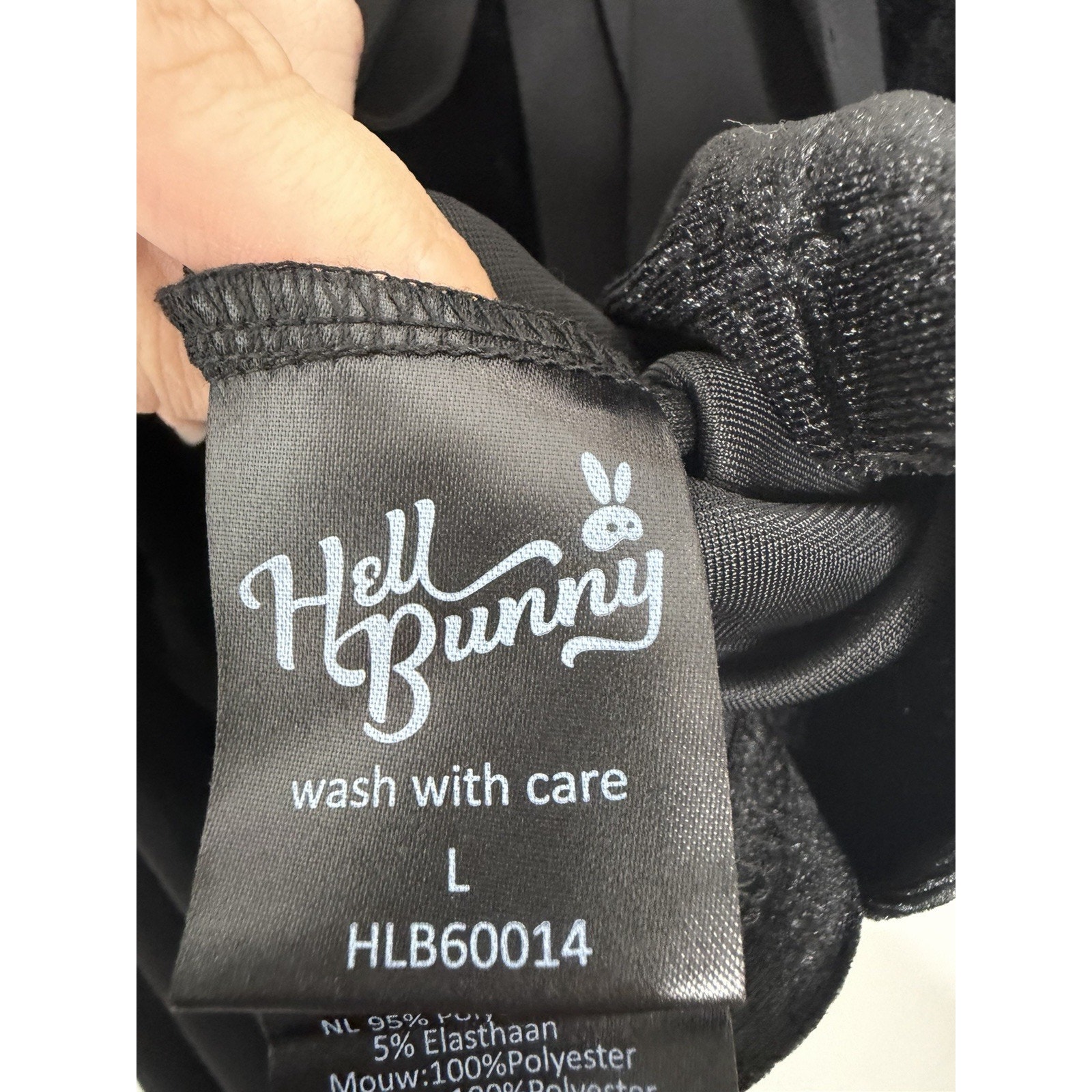 Hell Bunny Gabriella Top Black Velvet Tie Neck Bow Sz L Whimsygoth Witchy Nwt — image 6 of 8